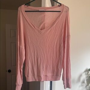 Pink Lily Women's Pink V-Neck Sweater
